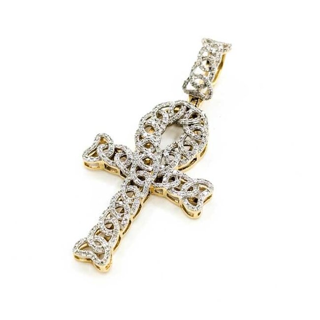 Pendant Ankh 1.09ctw Round Diamonds 10ky 1.8x.9" 4.52g 125090023