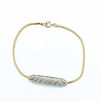 Bracelet Bar Milgrain 0.16ctw Round Diamonds 14ky 6.7mm 7.25" 4.41g 225100104