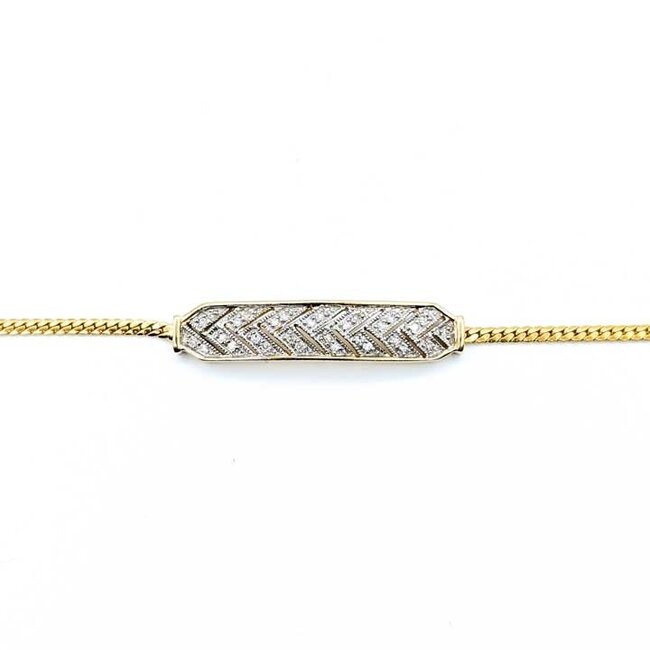 Bracelet Bar Milgrain 0.16ctw Round Diamonds 14ky 6.7mm 7.25" 4.41g 225100104