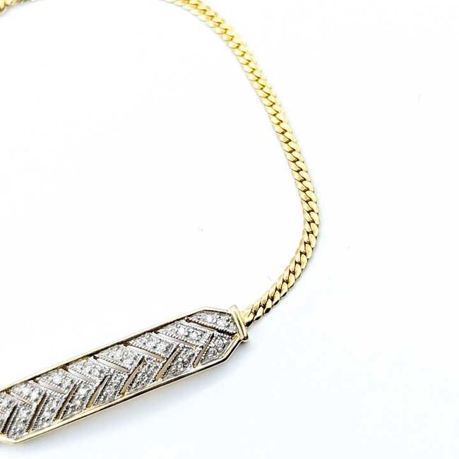 Bracelet Bar Milgrain 0.16ctw Round Diamonds 14ky 6.7mm 7.25" 4.41g 225100104