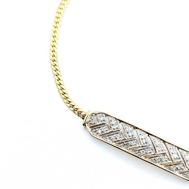 Bracelet Bar Milgrain 0.16ctw Round Diamonds 14ky 6.7mm 7.25" 4.41g 225100104