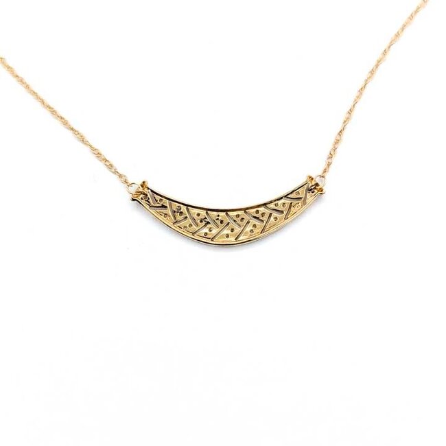 Necklace Bar Milgrain 0.12ctw Round Diamonds 14ky 1.5x.5" 17.5" 3.12g 225100105