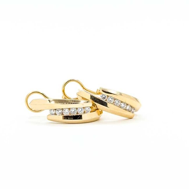 Earrings J-Hoop Omega Back .50ctw Round Diamonds 14ky .75x.25" 6.88g 125090005