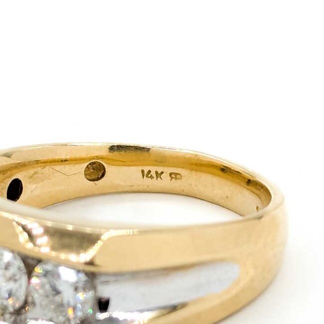 Ring 3-Stone Comfort Fit 1.3ctw Round Diamonds 14ky 10.4mm Sz12 9.1g 225100103