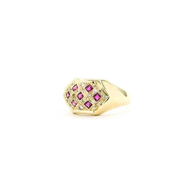 Ring .20ctw Round Diamonds .35ctw Ruby 14ky 10.5mm Sz6.5 4.11g 225100043