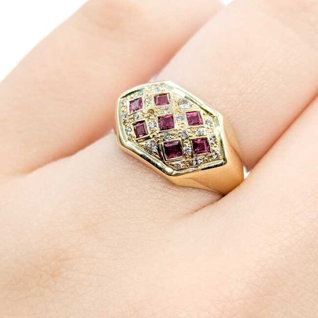 Ring .20ctw Round Diamonds .35ctw Ruby 14ky 10.5mm Sz6.5 4.11g 225100043