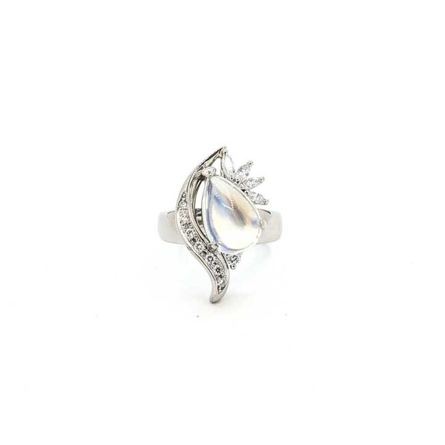 Ring Cocktail .33ctw Round Diamonds 3.77ct Moonstone 900pt 24mm Sz5.25 12.23g 225100100