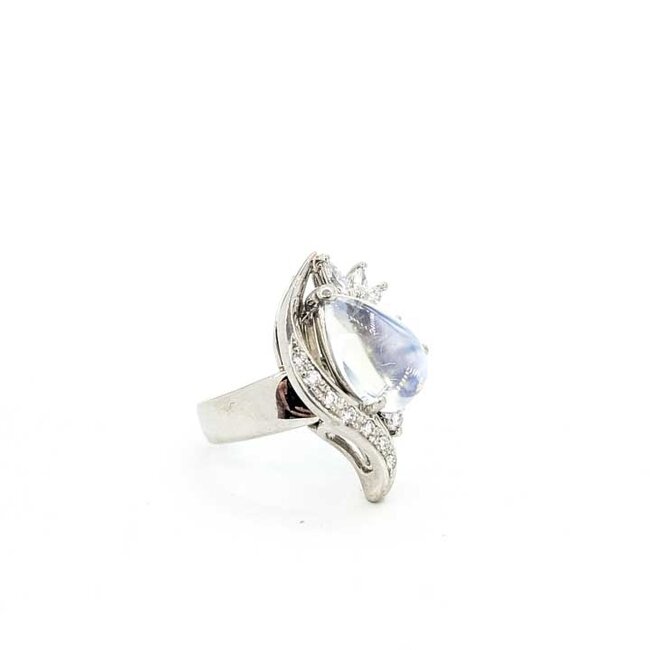Ring Cocktail .33ctw Round Diamonds 3.77ct Moonstone 900pt 24mm Sz5.25 12.23g 225100100