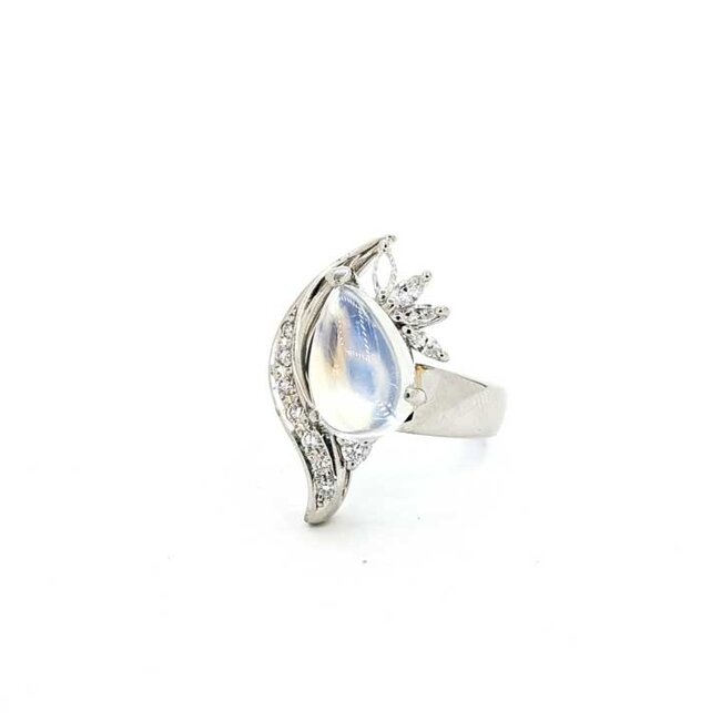 Ring Cocktail .33ctw Round Diamonds 3.77ct Moonstone 900pt 24mm Sz5.25 12.23g 225100100