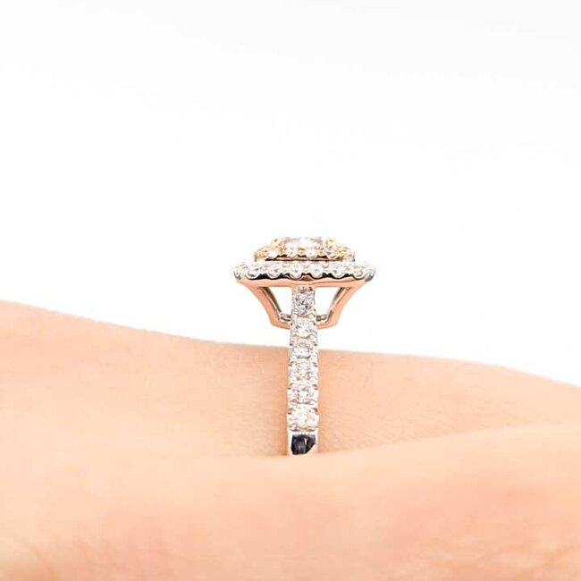 Ring Effy Engagement Double Halo .66ct Cushion Diamond .37ctw Near Colorless Diamonds 18kw 2mm Sz8 3.68g 225100093