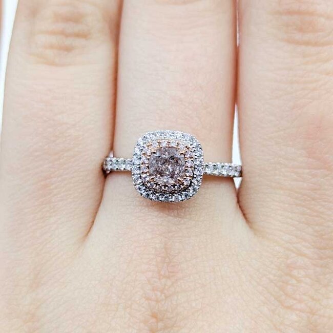 Ring Effy Engagement Double Halo .66ct Cushion Diamond .37ctw Near Colorless Diamonds 18kw 2mm Sz8 3.68g 225100093