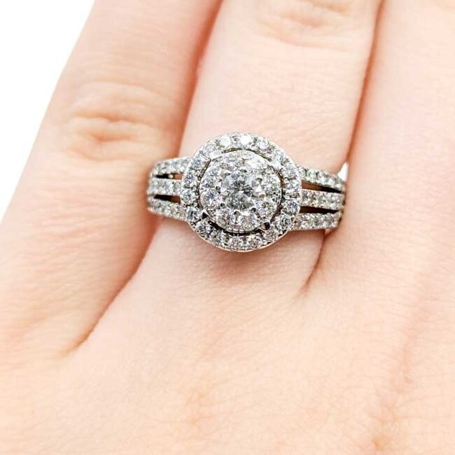 Ring Cluster Illusion Set .50ctw Round Diamonds 14kw 11mm Sz7 5.25g 125090030