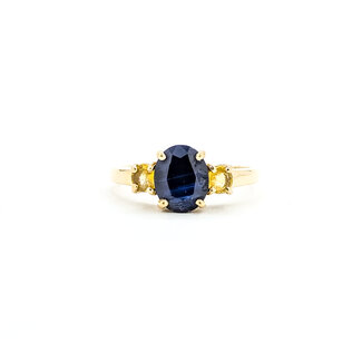 Ring 3-Stone 1.36ct Sapphire .38ctw Yellow Sapphire 14ky 8.9mm Sz9 3.01g 225100012