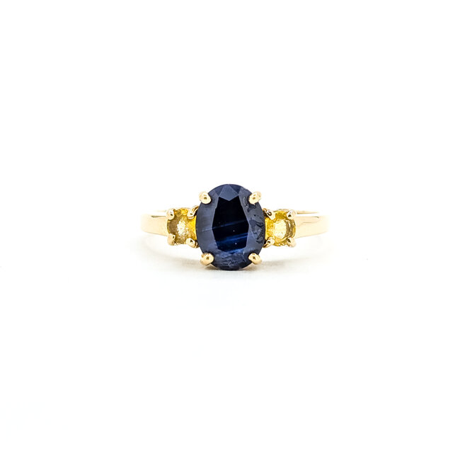 Ring 3-Stone 1.36ct Sapphire .38ctw Yellow Sapphire 14ky 8.9mm Sz9 3.01g 225100012