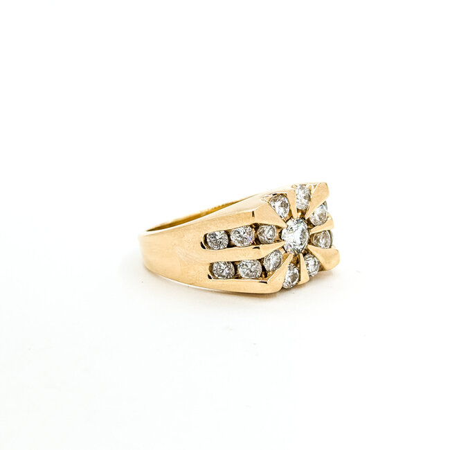 Ring Starburst 1.5ctw Round Diamond 14ky 12mm Sz11 12.42g 225100102