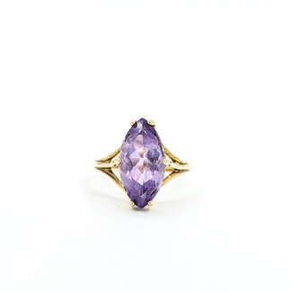 Ring Solitaire 4.16ct Amethyst 10ky 17.5mm Sz7 3.6g 225100010
