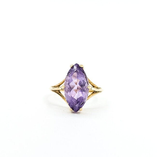 Ring Solitaire 4.16ct Amethyst 10ky 17.5mm Sz7 3.6g 225100010