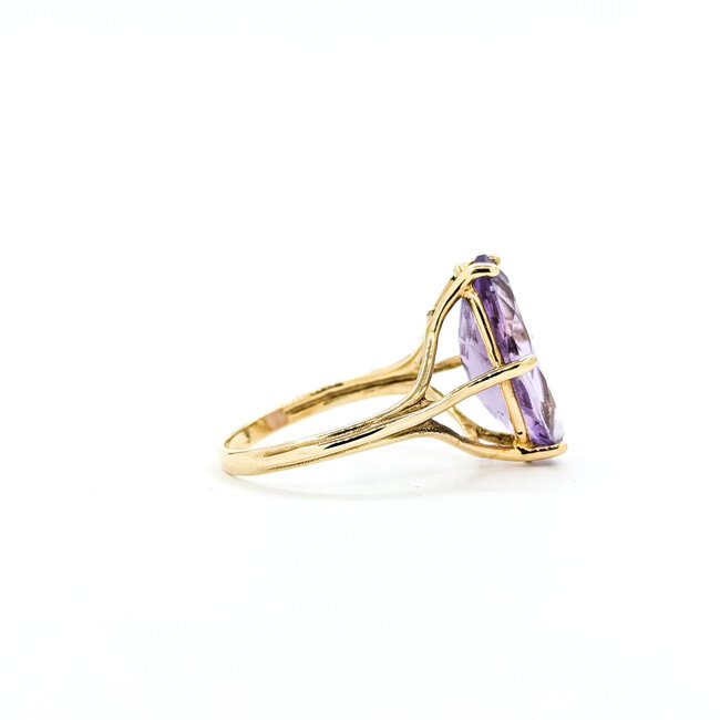 Ring Solitaire 4.16ct Amethyst 10ky 17.5mm Sz7 3.6g 225100010
