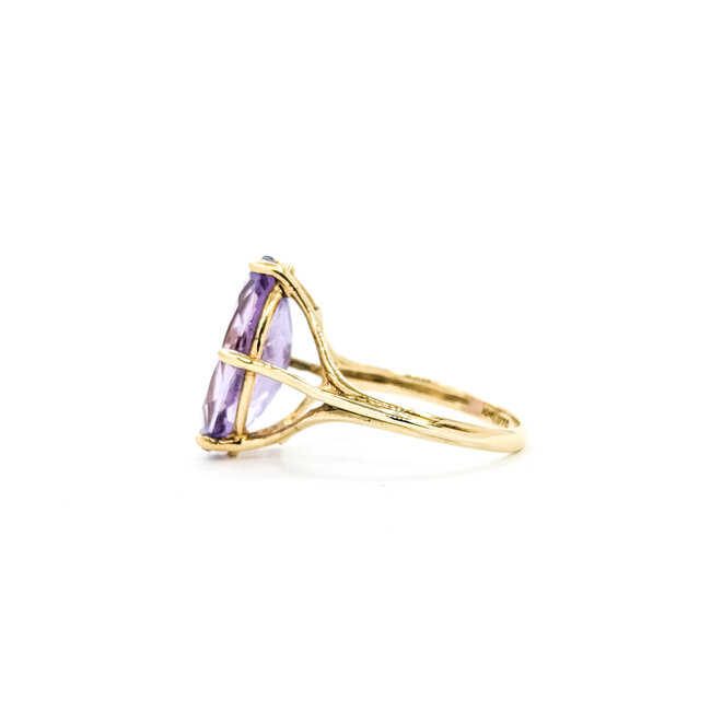 Ring Solitaire 4.16ct Amethyst 10ky 17.5mm Sz7 3.6g 225100010