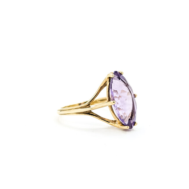 Ring Solitaire 4.16ct Amethyst 10ky 17.5mm Sz7 3.6g 225100010