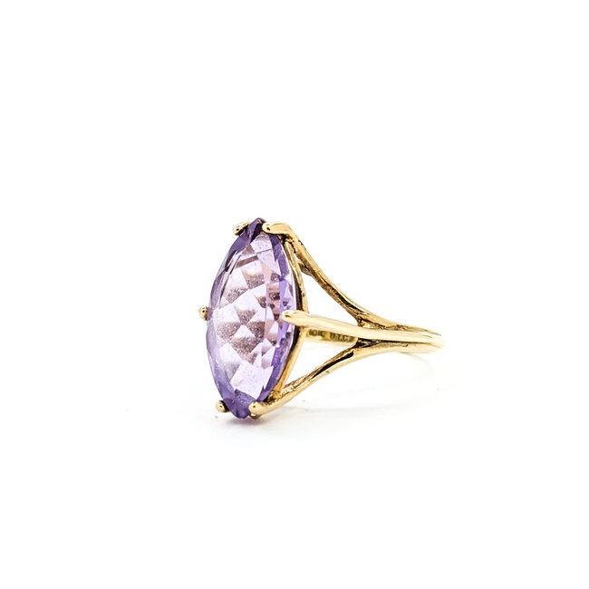 Ring Solitaire 4.16ct Amethyst 10ky 17.5mm Sz7 3.6g 225100010
