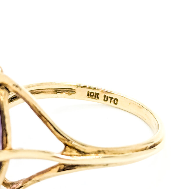 Ring Solitaire 4.16ct Amethyst 10ky 17.5mm Sz7 3.6g 225100010