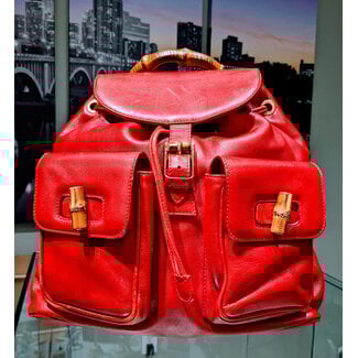 Backpack Gucci Bamboo Red Leather 125105104