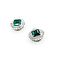 Earrings Double Halo Stud 1.02ctw Round Diamonds 3.62ct Emerald PLAT 14x14mm 5.6g 225100112