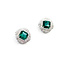 Earrings Double Halo Stud 1.02ctw Round Diamonds 3.62ct Emerald PLAT 14x14mm 5.6g 225100112