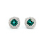 Earrings Double Halo Stud 1.02ctw Round Diamonds 3.62ct Emerald PLAT 14x14mm 5.6g 225100112