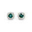 Earrings Double Halo Stud 1.02ctw Round Diamonds 3.62ct Emerald PLAT 14x14mm 5.6g 225100112