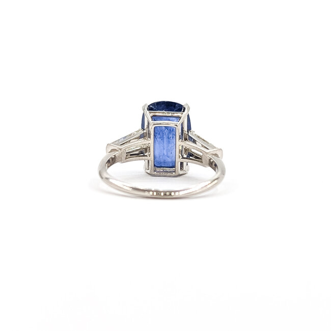 Rings 3-Stone 0.52ctw Tapered Baguette Diamonds 6.01ct Blue Sapphire PLAT 12.6mm Sz6 4.9g 225100122
