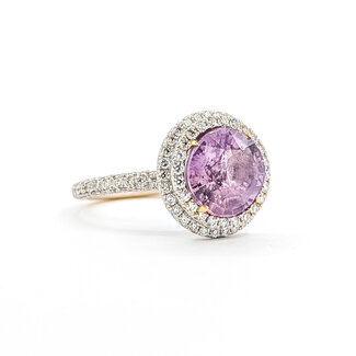 Rings Double Halo 1.25ctw Round Diamonds 5.62ct Pink Unheated Sapphire 18kw 15mm Sz6.75 6.2g 225100121