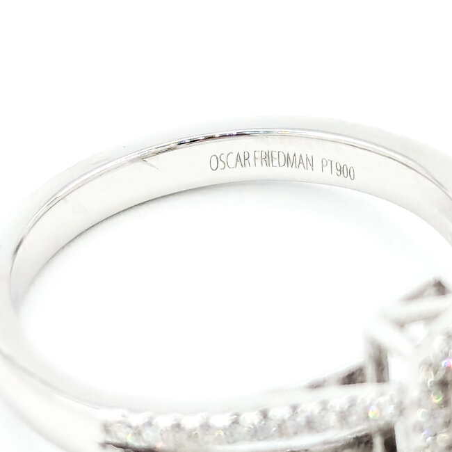 Rings Halo Split Shank 0.25ctw Round Diamonds 2.01ct Blue Sapphire PLAT 10x8mm Sz6 5.8g 225100123