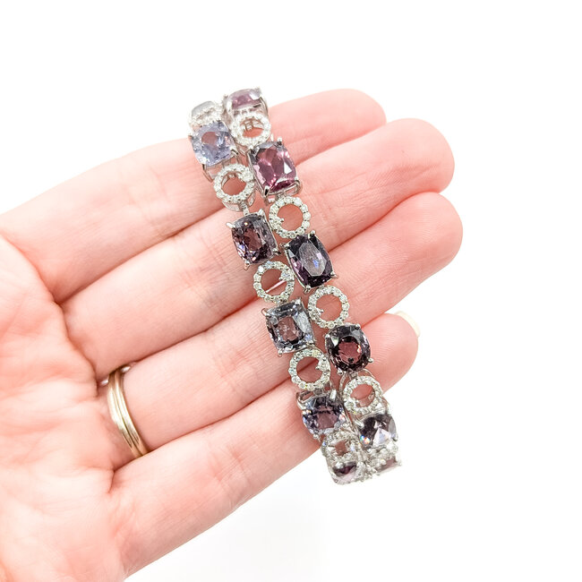 Rings Double Halo Split Shank 0.93ctw Round Diamonds 2.53ct Purple-Pink Unheated Sapphire PLAT 17.5mm Sz7 6.6g 225100120