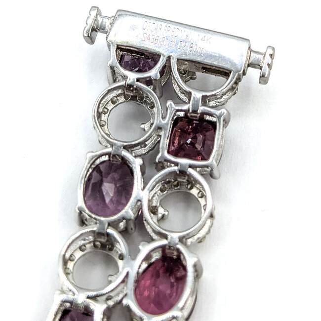 Rings Double Halo Split Shank 0.93ctw Round Diamonds 2.53ct Purple-Pink Unheated Sapphire PLAT 17.5mm Sz7 6.6g 225100120