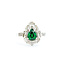 Rings Double Halo Tear Drop 0.37ctw Round & Baguette Diamonds 1.15ct Green Garnet PLAT 14x11mm Sz6.5 4.8g 225100128