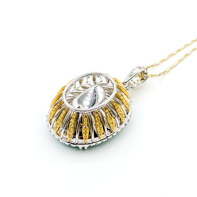 Necklace Halo 0.77ctw Round Diamonds 37.2ct Colombian Emerald 18kw 1.5x.85" 18" 23.7g 225100113