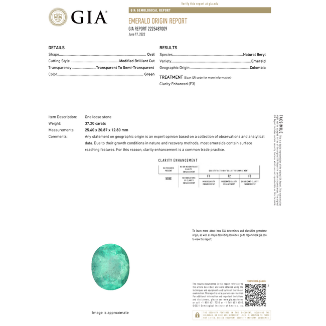 Necklace Halo 0.77ctw Round Diamonds 37.2ct Colombian Emerald 18kw 1.5x.85" 18" 23.7g 225100113