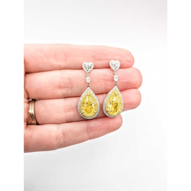 Earrings Dangle Milgrain 6.04ctw Pear Diamonds 1.50ctw Near Colorless Diamonds 18kw 1.25x.45" 8.9g 225100111