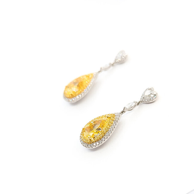 Earrings Dangle Milgrain 6.04ctw Pear Diamonds 1.50ctw Near Colorless Diamonds 18kw 1.25x.45" 8.9g 225100111