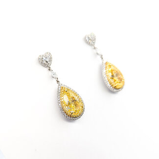 Earrings Dangle Milgrain 6.04ctw Pear Diamonds 1.50ctw Near Colorless Diamonds 18kw 1.25x.45" 8.9g 225100111