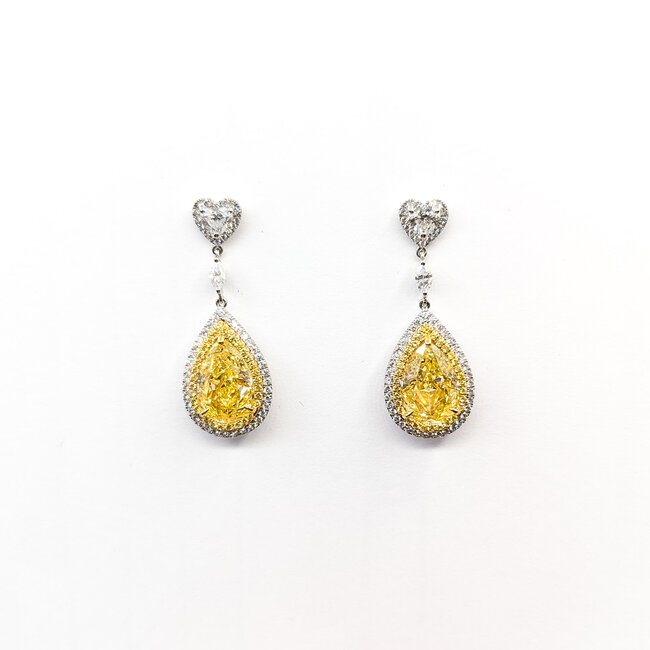 Earrings Dangle Milgrain 6.04ctw Pear Diamonds 1.50ctw Near Colorless Diamonds 18kw 1.25x.45" 8.9g 225100111