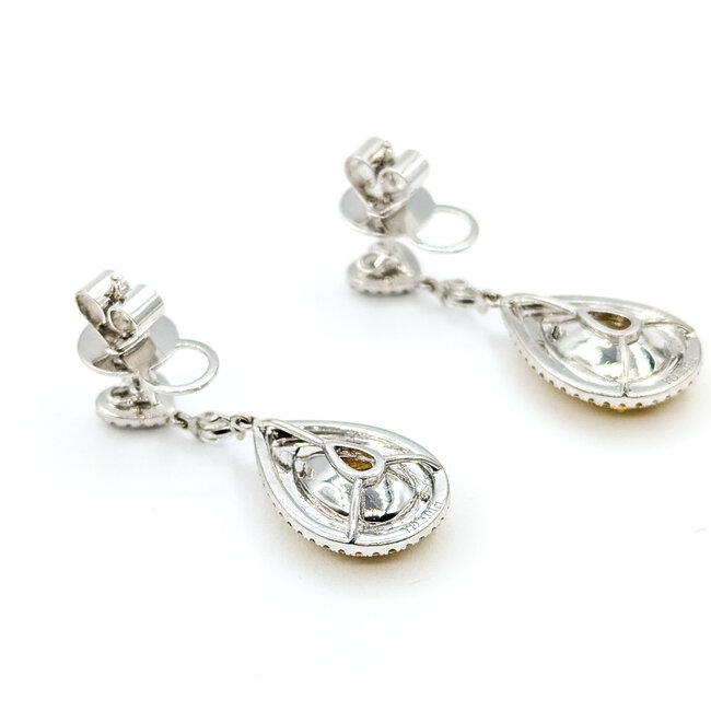 Earrings Dangle Milgrain 6.04ctw Pear Diamonds 1.50ctw Near Colorless Diamonds 18kw 1.25x.45" 8.9g 225100111