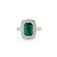 Rings Halo Milgrain 0.74ctw Round Diamonds 3ct Emerald PLAT 16x13mm Sz7 11g 225100119
