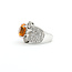 Rings Wide Band 3ctw Round & Oval Diamonds 3.5ct Orange Spessarite Garnet 18kw 17mm Sz7 17.1g 225100116