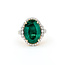 Rings Halo Milgrain 0.85ctw Round Diamonds 8.17ct Brazilian Emerald PLAT 19x17mm Sz7.25 11.3g 225100125