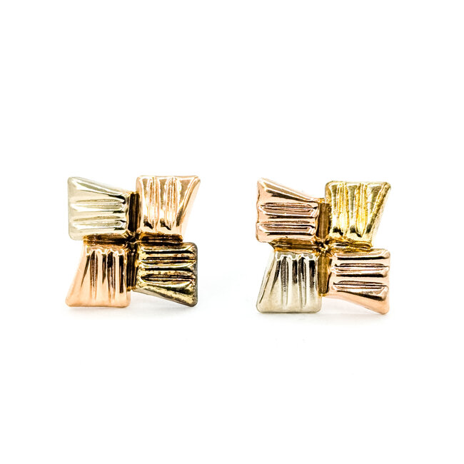 Earrings Brutalist Lined Block 14tt .50" 1.22g 125092040