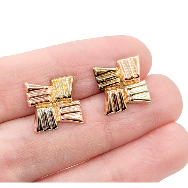 Earrings Brutalist Lined Block 14tt .50" 1.22g 125092040