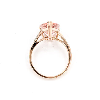 Ring Solitiare .03ctw Round Diamonds 5.25ct Morganite 14kr 18mm Sz7 3.82g 225100023